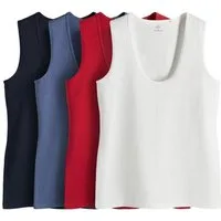 The Set Trägertop The Set Slim Fit Trägertop, U-Ausschnitt, 4er-Pack (4-tlg)