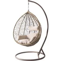 MIRJAN24 Hängesessel Savona (Korb aus Rattan), Metallskelett, Kissen-Set, 106x105x195 cm