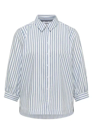 Cecil - Bluse in Seersucker Qualität blau - Gr. - S