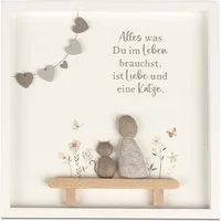 formano Wandbild mit Spruch Katze und Kunststein-Figuren 20x20cm, (1 St)