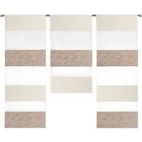 EXPERIENCE Scheibengardine Mini Flächenvorhang 2280-13 beige weiß 3tlg., Miniflächenvorhang (3 St), Stangendurchzug, halbtransparent, gewebt