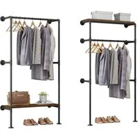 Woltu Kleiderständer, (Set, 2 St), industrielle Kleiderstange Wand
