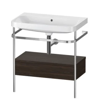 Duravit Happy D.2 Plus c-shaped Set mit Metallkonsole und Schubkasten Nussbaum gebürstet Matt 775x49 HP4842N6969