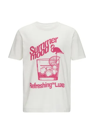 Q/S designed by - Baumwollshirt mit Frontprint weiß - Gr. - S