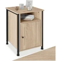 tectake Nachttisch Couchtisch mit höhenverstellbaren Kunststofffüßen, 40 x 42 x 60,5 cm (Beistelltisch Blackburn, 1-St., in Industrial Holz hell, Eiche Sonoma), Ablage, offenes Staufach, Staufach mit Magnettür und Einlegeboden