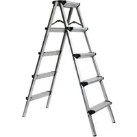 HELO24 Doppelleiter Alu Leiter Klapptritt Trittbank 150 kg Klappbar D5 - 2x5 Stufen