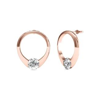 Mini-Ring-Ohrringe - Roségold und Kristall