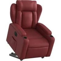 vidaXL Sessel Relaxsessel mit Aufstehhilfe Elektrisch Weinrot Kunstleder (1-St)