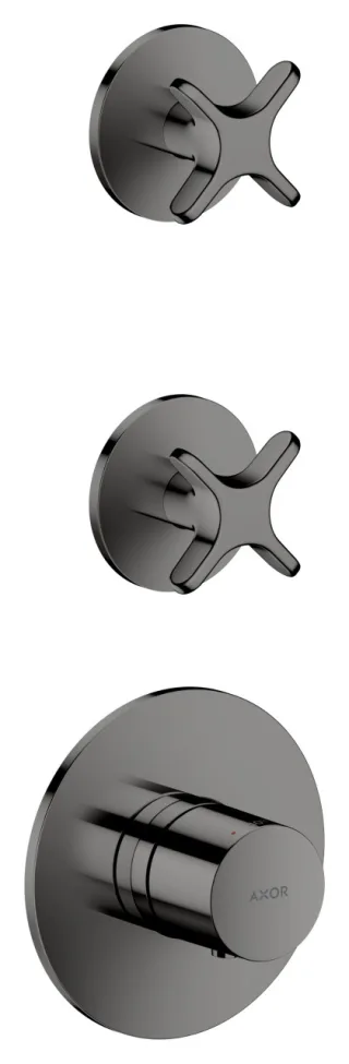 Hansgrohe Thermostatmodul Unterputz AXOR One für 2 Verbraucher mit Kreuzgriff polished black chrome 48712330