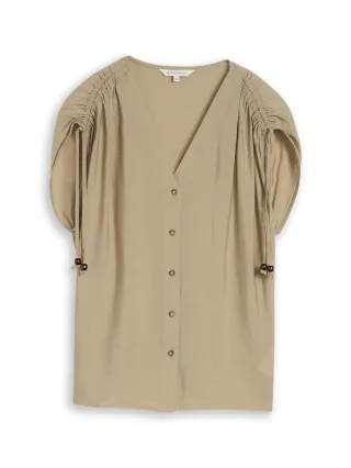 Tom Tailor - Blusentop mit V-Ausschnitt silver olive - Gr. - 44