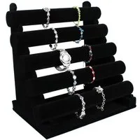 Yudu Schmuck Etagere Schmuckständer mit abnehmenbar 5 Rollen für Uhr Armband Kette Samt