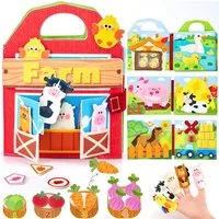 MINISO Lernspielzeug Busy Board für Kinder - Activity Board Montessori Spielzeug, (Motorik Lernspielzeug 3D Filz Bauernhof Quiet Book Book)ab 1 5 Jahr