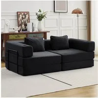 Leawin Sofa Modulares Schlafsofa aus Chenille mit Bettfunktion-Sofas Wohnzimmer, Flexibles Sofa & Bett für Wohnzimmer, Wohnung oder Gästezimmer
