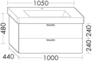 Burgbad Waschtischunterschrank Sys30 PG4 Sana 480x1000x440 Eiche Natur, WURK100F3445 WURK100F3445