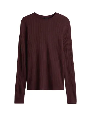 Opus - Slim Longsleeve in Rippstruktur - Sumelika rot - Gr. - 42