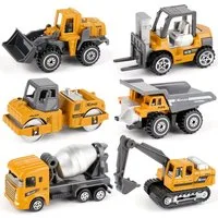 CLTYQ Spielzeug-Baumaschine Baustellenfahrzeuge, Construction Set mit verschiedenen Spielzeugautos, ab 3 Jahre, Autos mit Freilauf und beweglichen Teilen