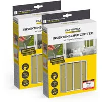 EASYmaxx Insektenschutz-Fensterrahmen Fliegengitter für Fenster mit Magic Click 150 x 130 cm, (2-St), Moskitonetz zuschneidbar, Einfache Montage mit 12 Magneten