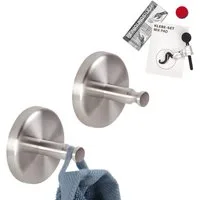 bremermann Handtuchhaken Bad-Serie PIAZZA - Handtuchhaken 2er-Set aus Edelstahl inkl. Klebeset, Badezimmer, Küche, (Set, 2-St), Edelstahl, matt