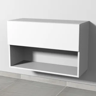 Sanipa 4balance Anbauschrank mit 1 Auszug und 1 offenem Fach, Weiß-Matt, DL11901 DL11901