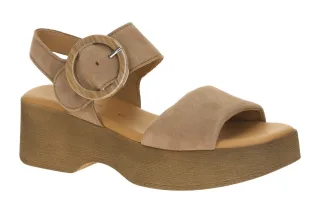 Gabor 84.520 Damen Sandalette braun peanut Plateau Klettverschluss