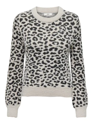 JDY - JDYLORRAINE ANIMAL L/S PULLOVER KNT NOOS Cement - Gr. - S