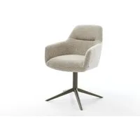 DELIFE Polsterstuhl Pejo-Flex, Fußkreuz Effektfinish Titan Webstoff Soft Beige 360° drehbar Wippfunkt
