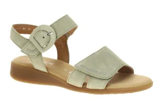 Gabor 82.802 Damen Sandalette Gr?n Schilf Velourleder mit Keilabsatz