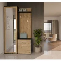 Selsey Garderoben-Set DUVIO, Flurmöbel-Set mit Spiegel & Schuhschrank, 100x180 cm