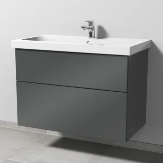 Sanipa 3way Waschtischunterbau zu Geberit iCon Light Waschtisch mit 2 Auszügen, Anthrazit-Glanz SF57579