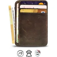 Wrischan Kartenetui 100% Echtleder Kartenetui SEHR Slim und FLACH Kreditkartenetui (Slim Wallet), Kartenhalter für bis zu 12 Kreditkarten, Brieftasche, Mini Geldbörse