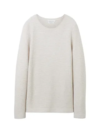 Tom Tailor - Strickpullover mit Rundhalsausschnitt dusty alabaster melange - Gr. - XXL