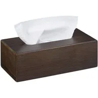 relaxdays Kosmetikbox Bambus Tücherbox dunkelbraun