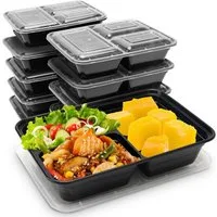 Casativo Frischhaltedose Meal Prep Boxen mit Deckel - 3 Fächer Bento-Boxen 1,2L Essensboxen, (10-tlg), BPA-freiem Kunststoff, Lebensmittelboxen: Bento Boxen ca. 1,2 L