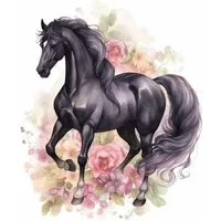nikima Wandtattoo 245 Wandtattoo Pferd Rappe schwarz - Größe 500 x 500 mm (PVC-Folie), in 4 vers. Größen