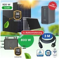 Paket.ag Balkonkraftwerk 920W Set, Marstek B2500D Akku, Glas-Glas Bifazial & Halterung, (1-St)