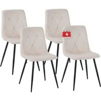 Albatros International Esszimmerstuhl Esszimmer Stühle 4 er Set DORA, Stuhl Stühle Esszimmerstühle, Küche (4er Set, Beige, Samt Bezug), Küchenstuhl Küchenstühle Essstühle für den Esstisch Ess Stühle
