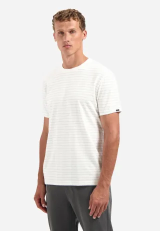 No Excess - T-Shirt Crewneck Yarn Dyed Pin Stripe offwhite - Gr. - XL