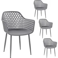 STEELSØN Gartenstuhl Quasira wetter- & UV-beständig (grau, 4er Set), outdoor Loungesessel mit Armlehnen, verfügbar als 2er/4er/6er Set