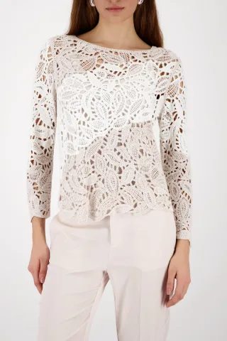 monari - Pullover mit Cornelly-Muster off-white - Gr. - 46