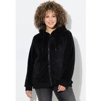 Ulla Popken Sweatjacke Teddy-Jacke Kapuze Langarm weicher Teddyplüsch