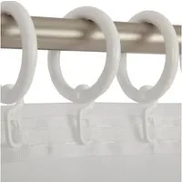 Bestlivings Gardinenstange, 1-läufig, Gardinenring - weiß - Ø40mm, Gardinenring (silber) Ø40mm , Gardinenringe Ø40mm inkl. Faltenleghaken
