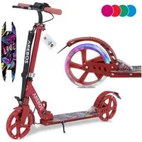 Arebos Tretroller LED-Reifen, faltbar, höhenverstellbar, inkl.Klinge l& Bremsen 100 kg, LED-Reifen: Leuchten während der Fahrt, für mehr Sichtbarkeit und Spaß