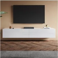 SONNI TV-Schrank TV Lowboard TV Schrank Weiß Hochglanz mit Klapptür