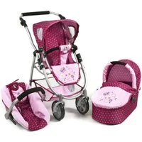 CHIC2000 Kombi-Puppenwagen Emotion All In 3in1, Brombeere, inkl. Babywanne, Babyschale und Sportwagenaufsatz