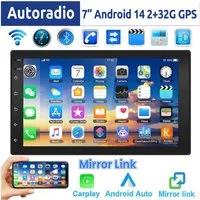 ESSGOO 7 Zoll Doppel 2 DIN Android 14 4+64G Autoradio (Digitalradio (DAB), FM, RDS, FM RDS Bluetooth EQ USB Apple Carplay Android Auto GPS Navi WIFI)