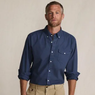 Langarm-Hemd aus Popeline, Classic Fit, Herren,  Blau, Baumwolle, by Lands' End