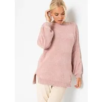 bonprix Longpullover aus Chenille, mit breitem U-Boot-Ausschnitt, hinten etwas länger