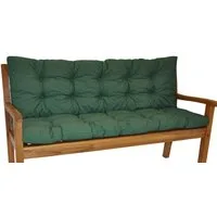 Rattani Bankauflage Kissen / Polster für Gartenbank / Bankkissen 120 cm dunkelgrün, 2 teiliges Set Sitz und Rückenkissen