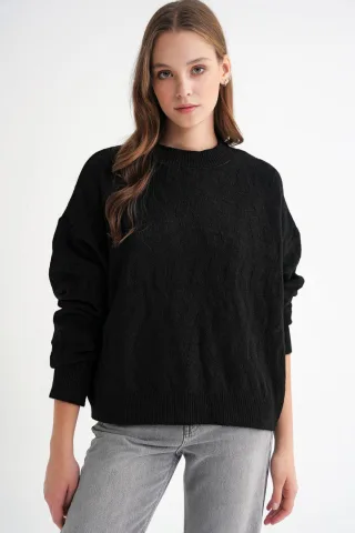 Rippstrickpullover mit Haarkreuzmuster
