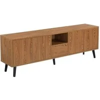 en.casa Lowboard, Hedemora TV Lowboard fünf Türen 140 x 30 x 45,5 cm Dunkler Holzton